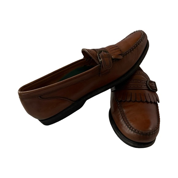 Sebago Lites Mens 11 B Brown Leather Kiltie Buckle Loafers Handsewn‎ USA 37038